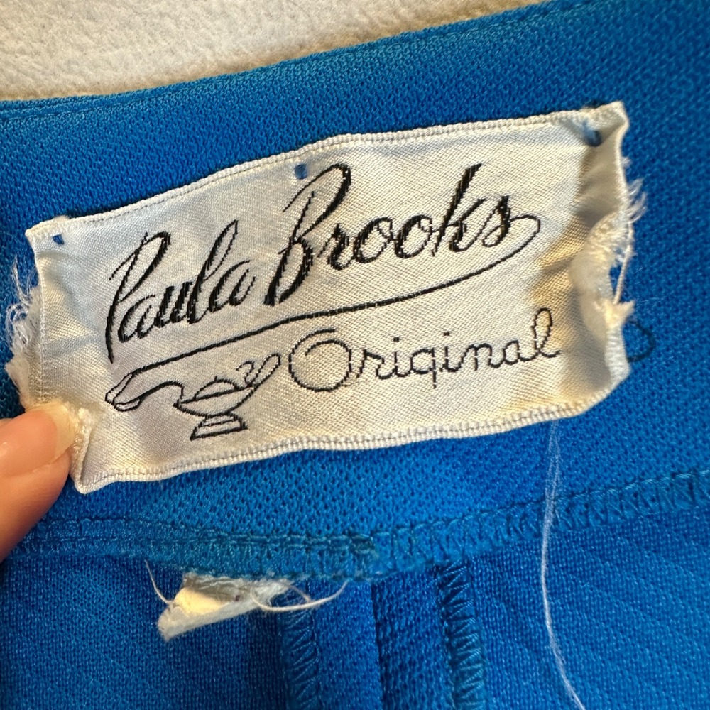 Vintage Paula Brooks Original Blue Nautical Vest Anchor Buttons 70s Mod Longline - Picture 8 of 9